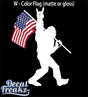 Sasquatch Rock On American Flag Bigfoot Decal - White with Colored Flag - Diesel Freak