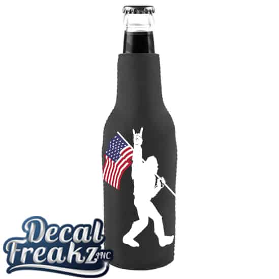 Sasquatch Rock On American Flag bigfoot Foam Can and Bottle Coolers - Diesel Freak
