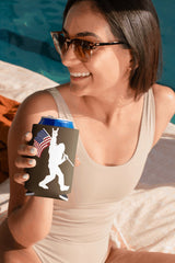 Sasquatch Rock On American Flag bigfoot Foam Can and Bottle Coolers - Diesel Freak