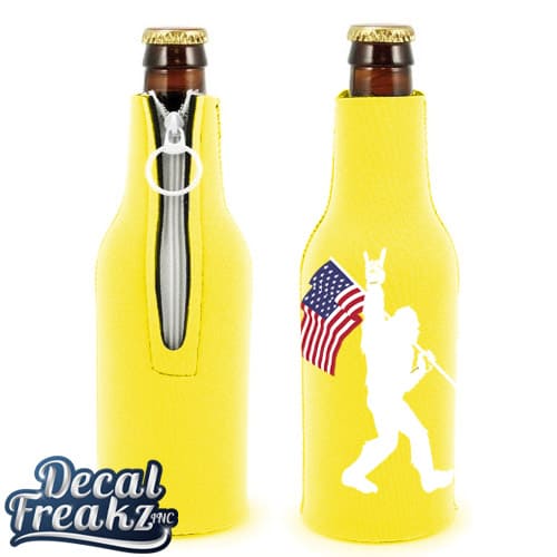 Sasquatch Rock On American Flag bigfoot Foam Can and Bottle Coolers - Diesel Freak
