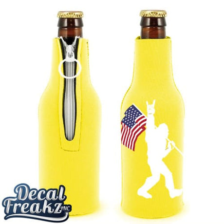 Sasquatch Rock On American Flag bigfoot Foam Can and Bottle Coolers - Diesel Freak
