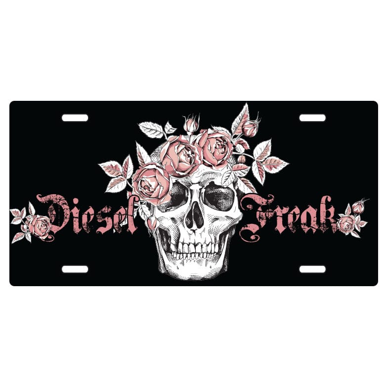 Skull & Roses License Plate - Diesel Freak