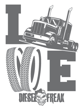 Truckin Love Grey Decal - Diesel Freak