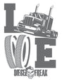Truckin Love Grey Decal - Diesel Freak