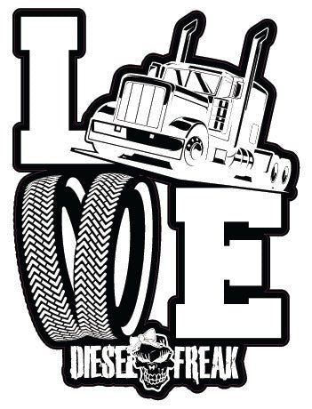 Truckin Love White Decal Matte - Diesel Freak